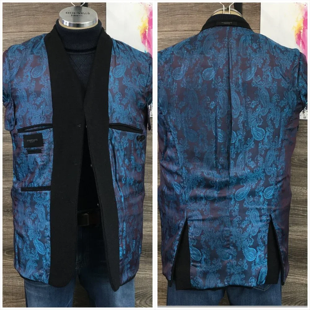 Studio Suits‎ Men's Long Coat Over Coat Wool Sports Jacket 40R Men Black Trench